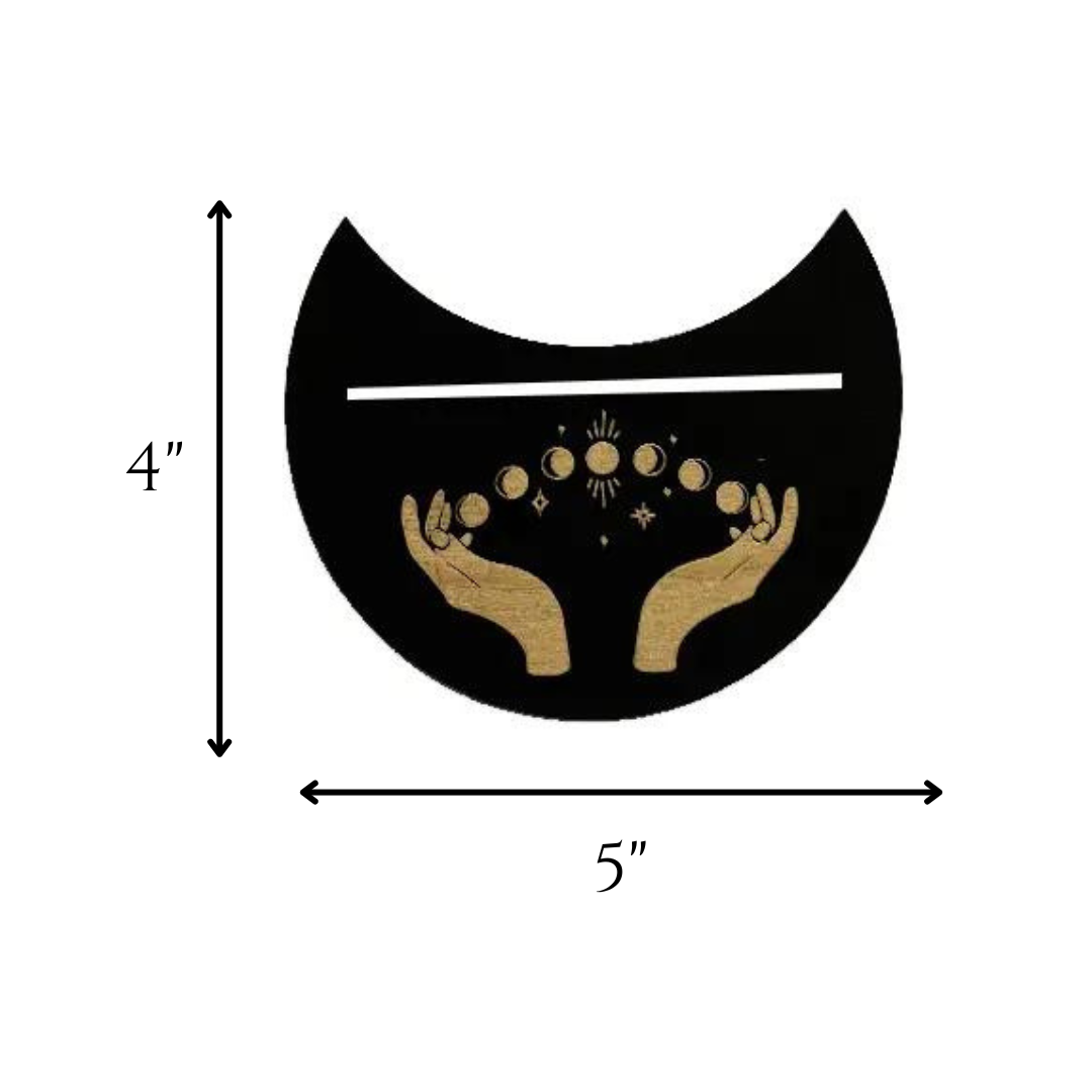 Cosmic Strength Wooden Tarot Card Crescent Holder