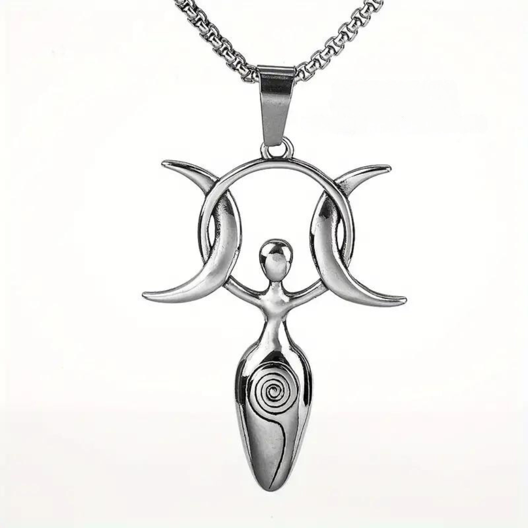 Double Crescent Moon Sun Goddess Necklace