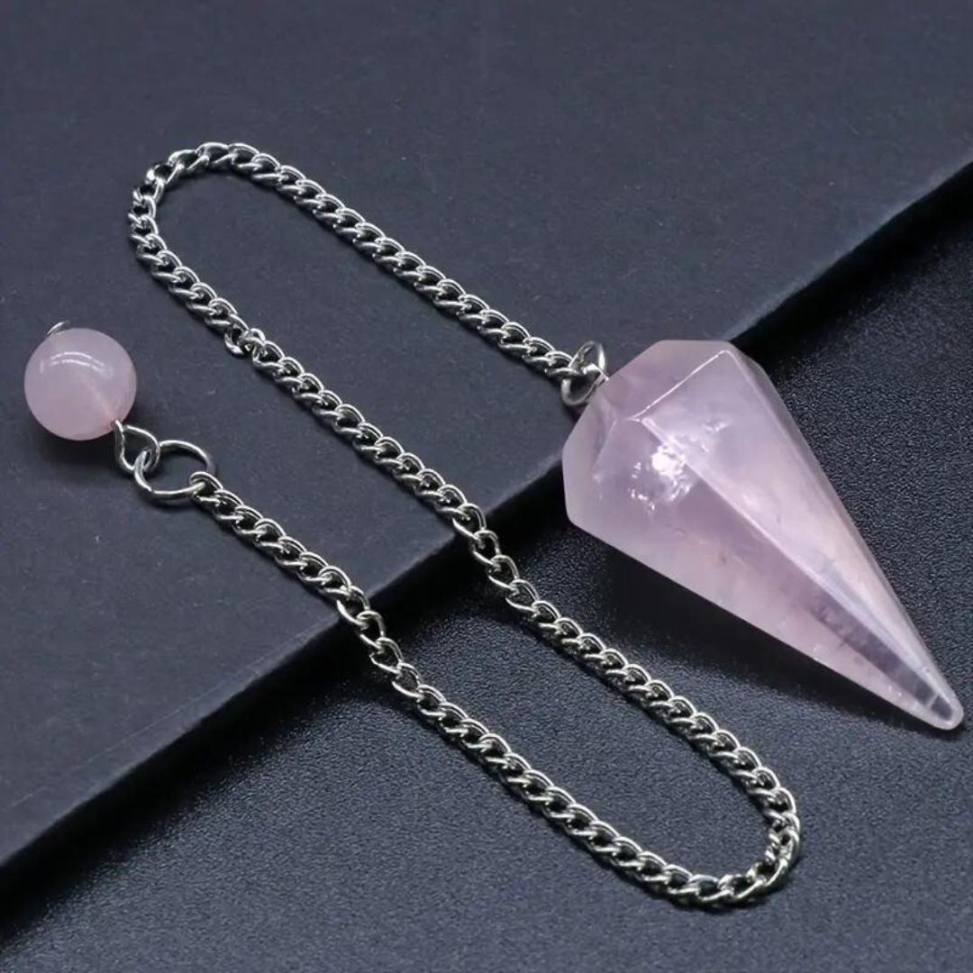 Rose Quartz Hexagonal Gemstone Pendulum