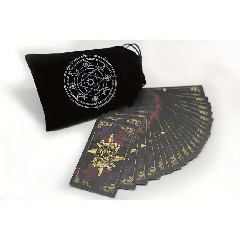 Black Velvet Pull-String Storage Bag with Celestial Moon Embossed Insignia